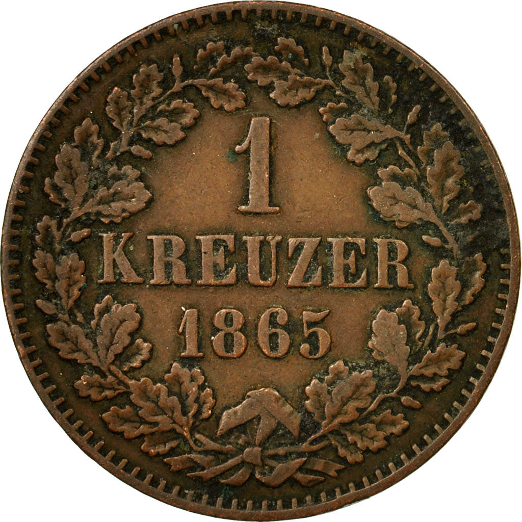 Coin, German States, BADEN, Friedrich I, Kreuzer, 1865, EF(40-45), Copper