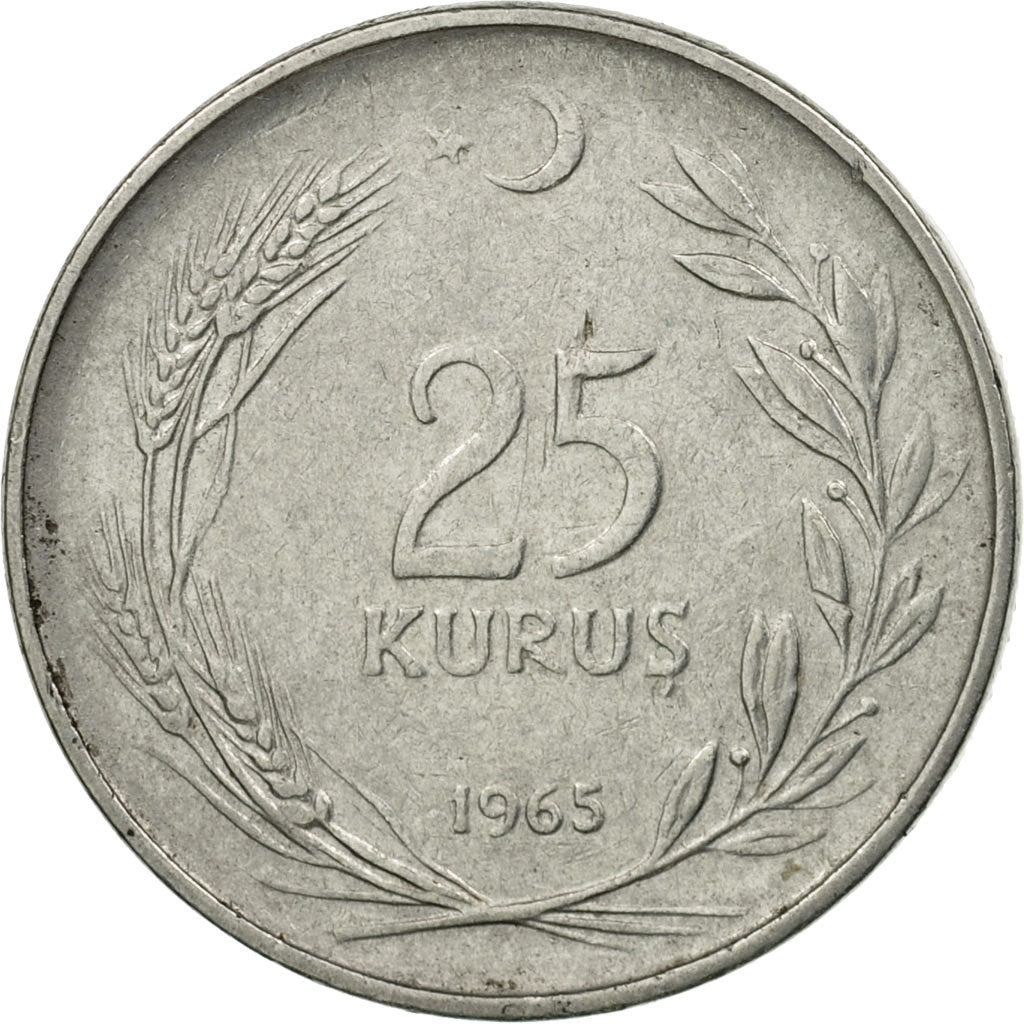 Coin, Turkey, 25 Kurus, 1965, EF(40-45), Stainless Steel, KM:892.2
