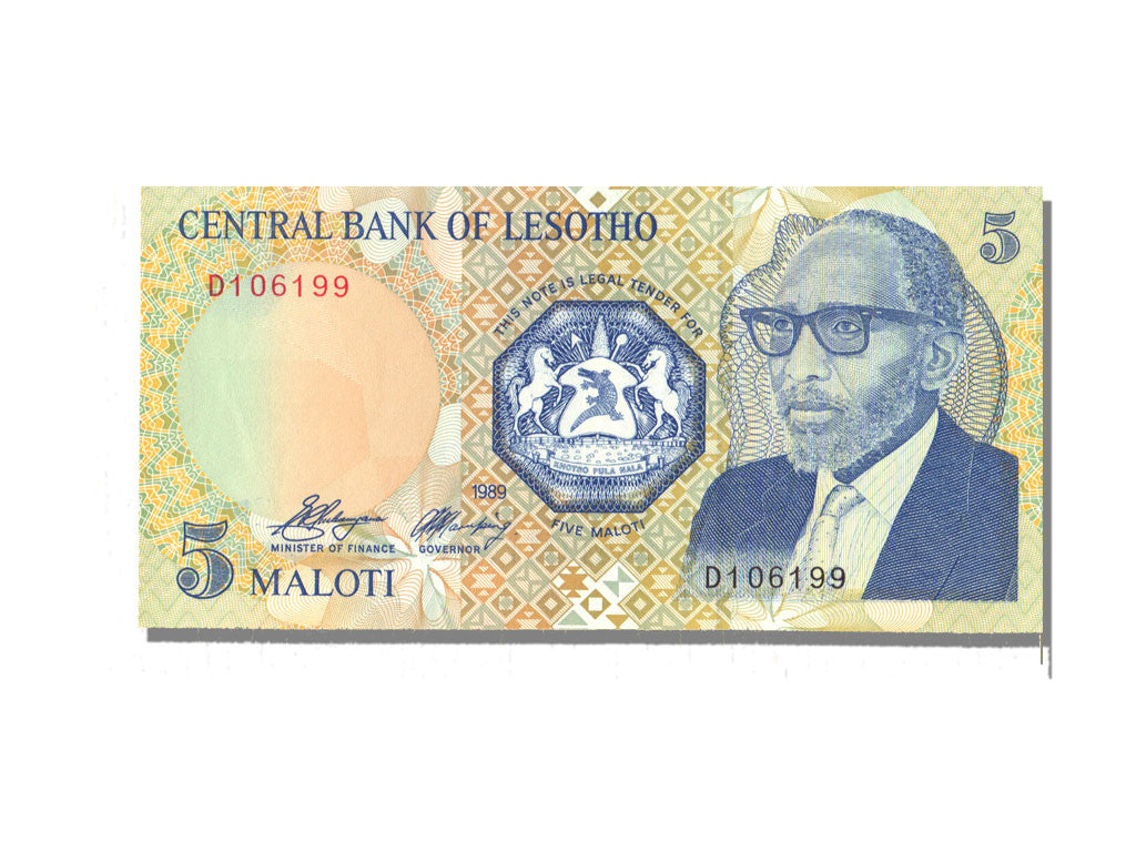 Billet, Lesotho, 5 Maloti, 1989, NEUF