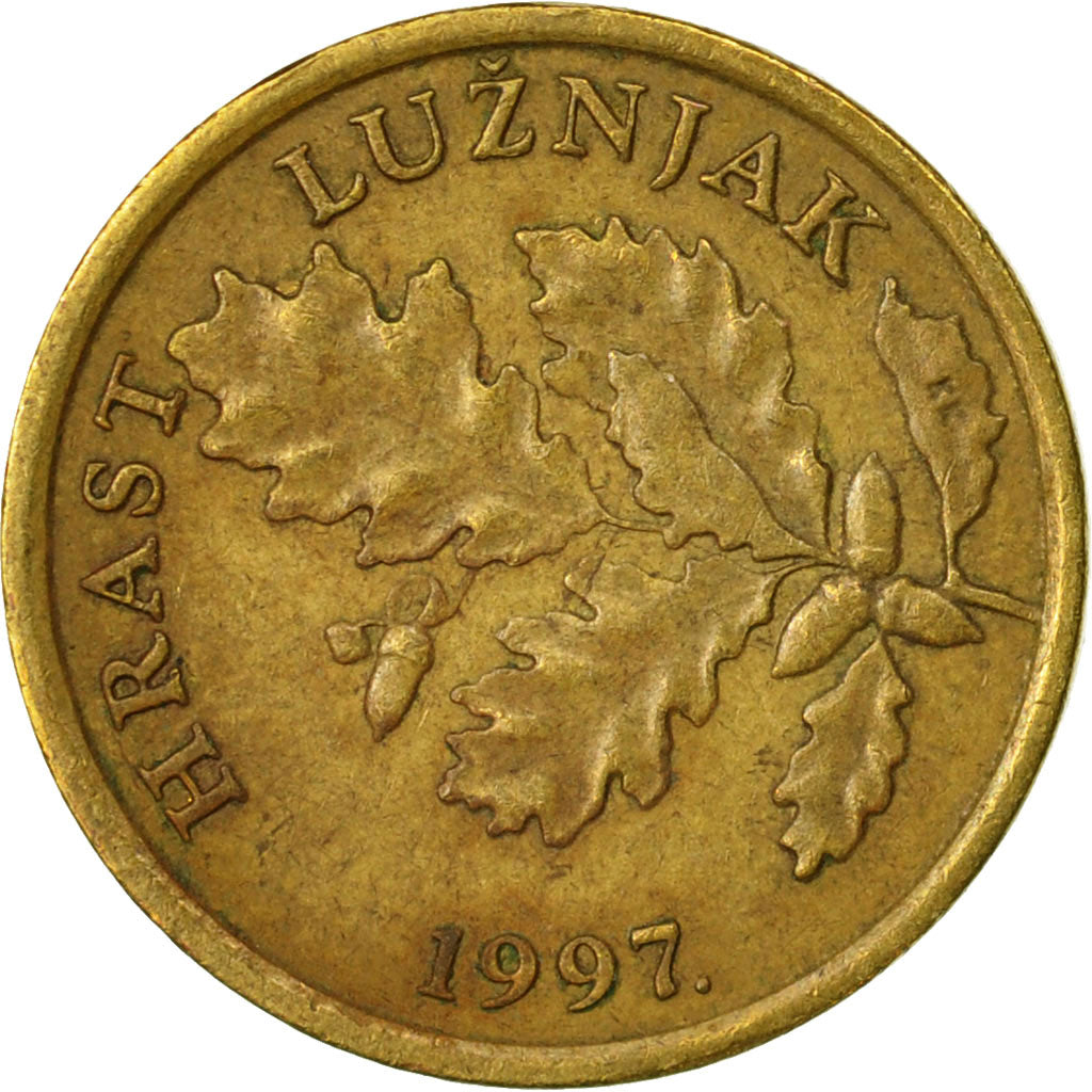 Moneta, Chorwacja, 5 Lipa, 1997, VF(30-35), Mosiądz platerowany stalą, KM:5