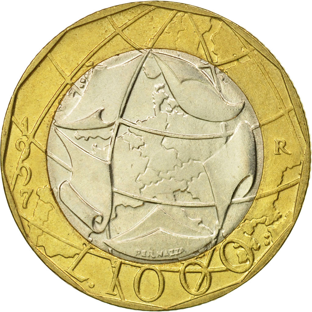 Coin, Italy, 1000 Lire, 1997, Rome, AU(50-53), Bi-Metallic, KM:190