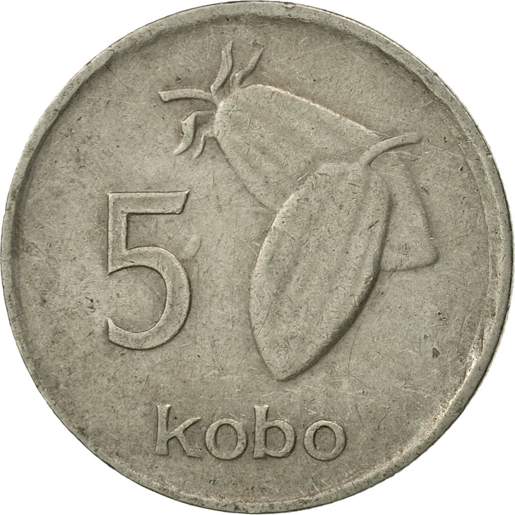 Moneta, Nigeria, Elizabeth II, 5 Kobo, 1976, BB, Rame-nichel, KM:9.1