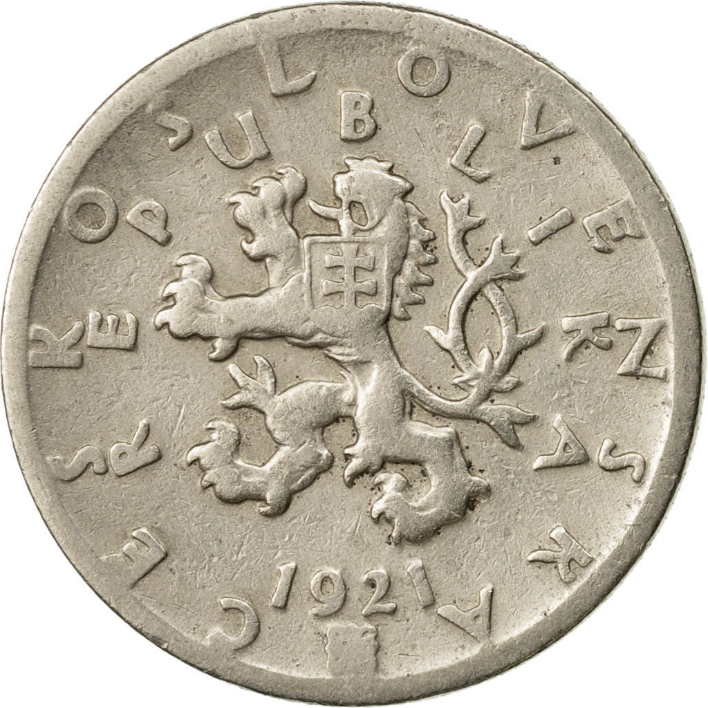 Coin, Czechoslovakia, 50 Haleru, 1921, EF(40-45), Copper-nickel, KM:2