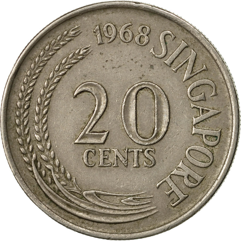 Moneta, Singapore, 20 Cents, 1968, Singapore Mint, BB, Rame-nichel, KM:4