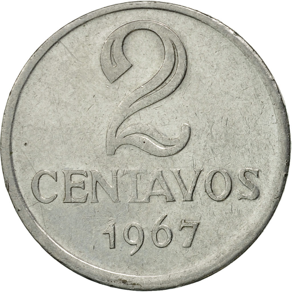 Münze, Brasilien, 2 Centavos, 1967, SS, Stainless Steel, KM:576.1