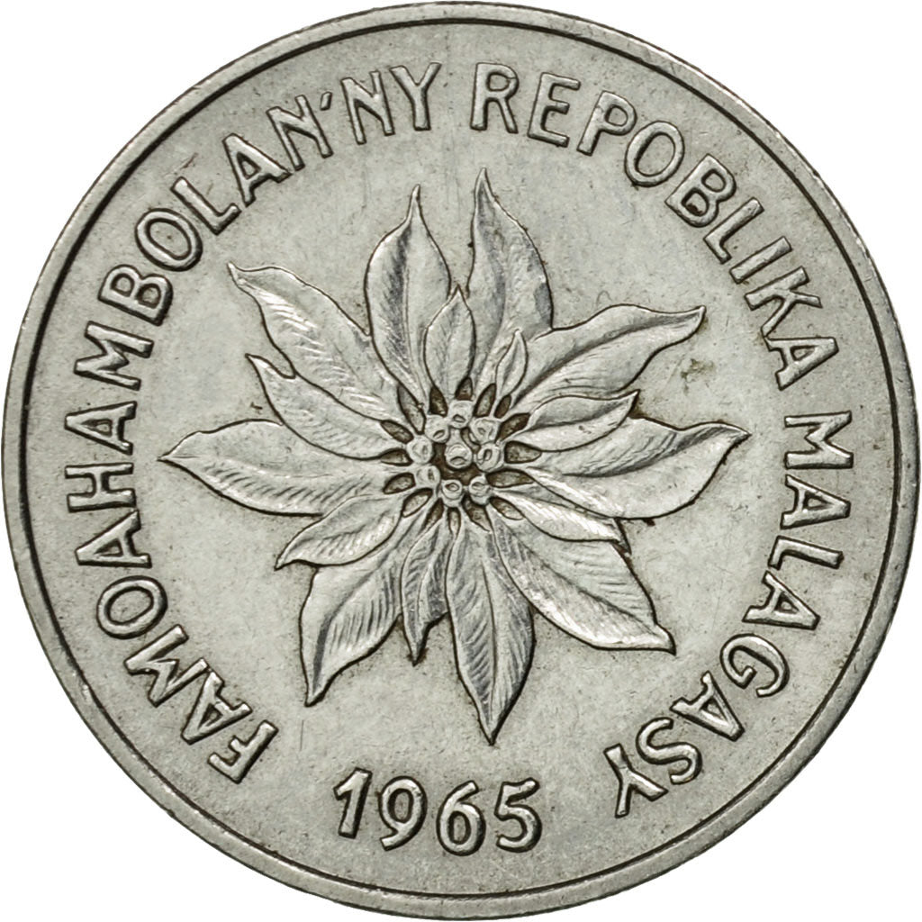 Coin, Madagascar, 2 Francs, 1965, Paris, VF(30-35), Stainless Steel, KM:9