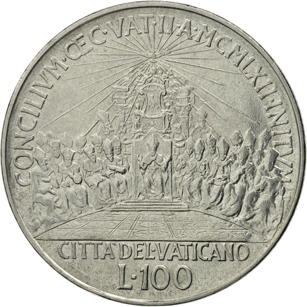 Coin, VATICAN CITY, John XXIII, 100 Lire, 1962, Roma, EF(40-45), Stainless
