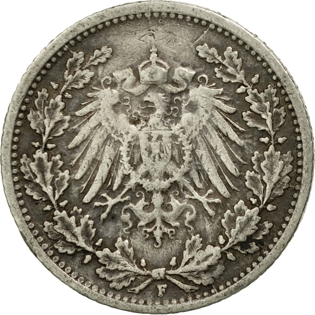 Coin, GERMANY - EMPIRE, 1/2 Mark, 1916, Stuttgart, EF(40-45), Silver, KM:17