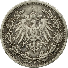 Coin, GERMANY - EMPIRE, 1/2 Mark, 1916, Stuttgart, EF(40-45), Silver, KM:17