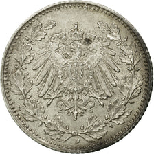 Coin, GERMANY - EMPIRE, 1/2 Mark, 1918, Munich, EF(40-45), Silver, KM:17