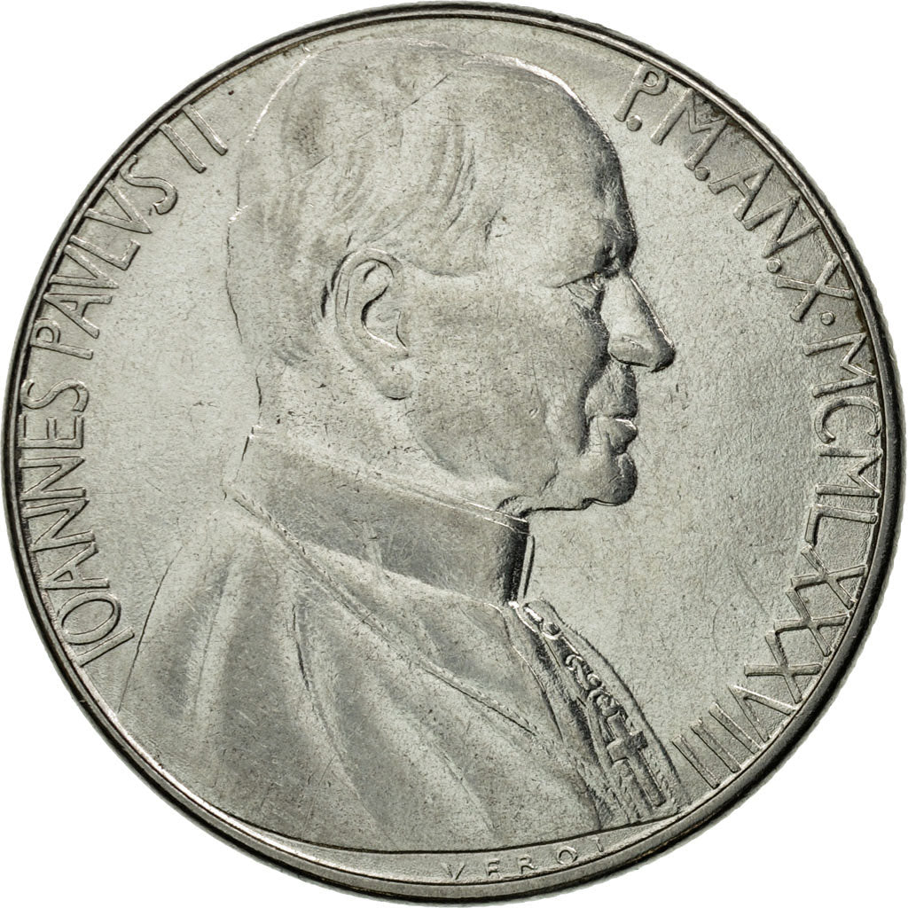 Coin, VATICAN CITY, John Paul II, 100 Lire, 1988, Roma, EF(40-45), Stainless