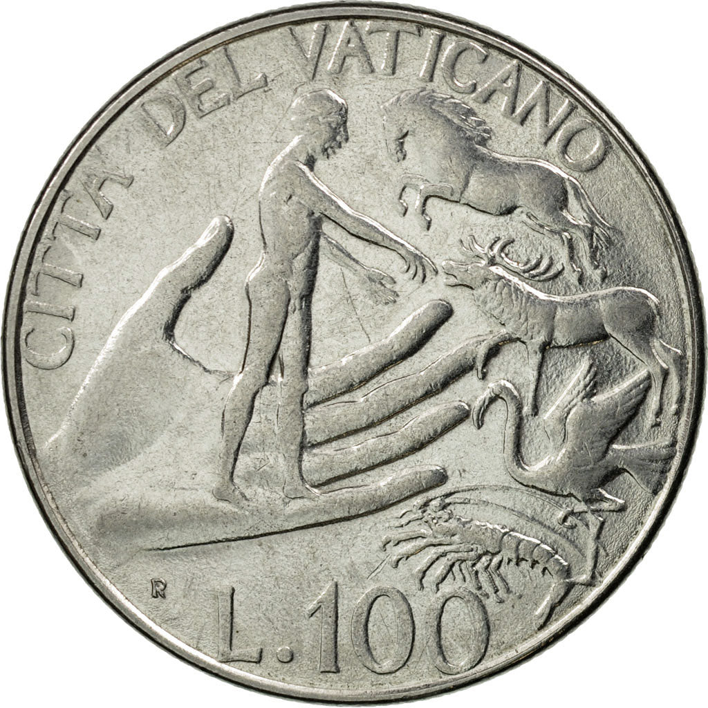 Coin, VATICAN CITY, John Paul II, 100 Lire, 1988, Roma, EF(40-45), Stainless