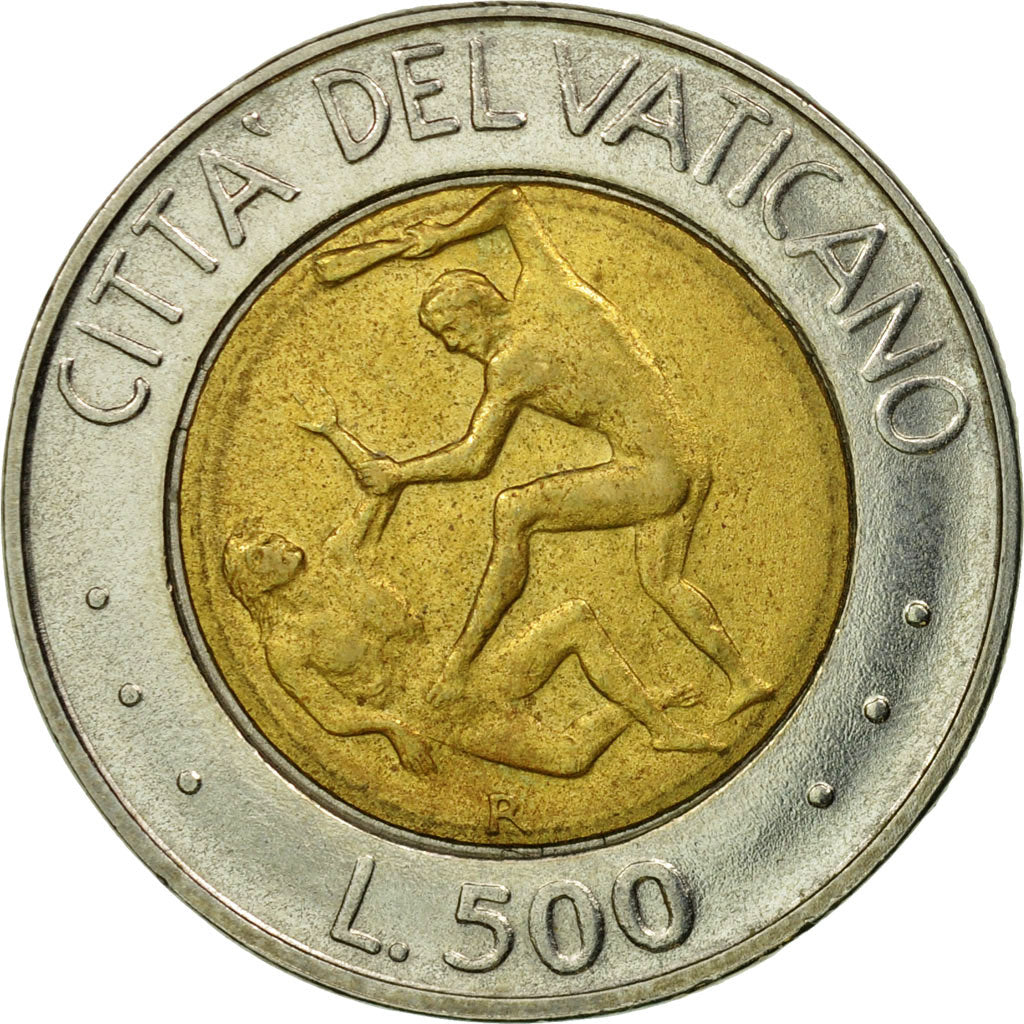 Coin, VATICAN CITY, John Paul II, 500 Lire, 1987, Roma, EF(40-45), Bi-Metallic