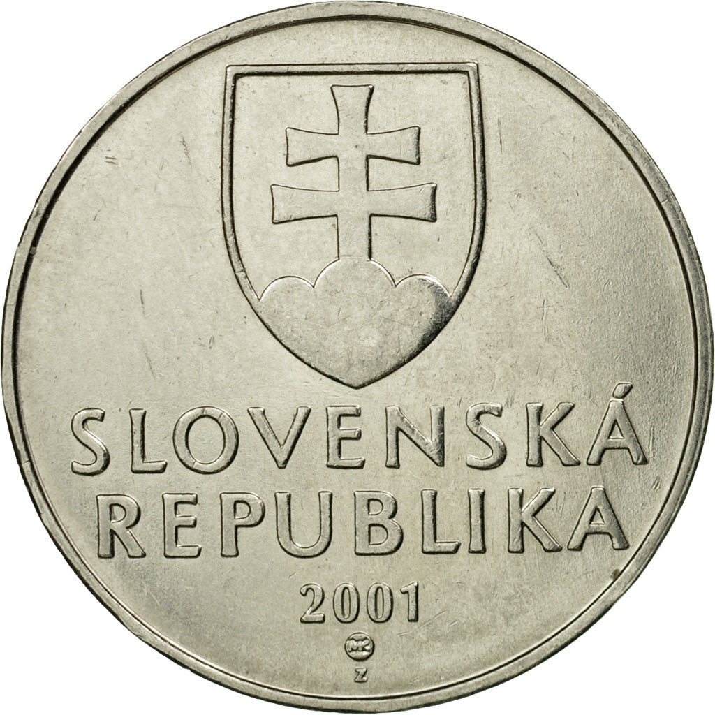Munten, Slowakije, 2 Koruna, 2001, ZF, Nickel plated steel, KM:13
