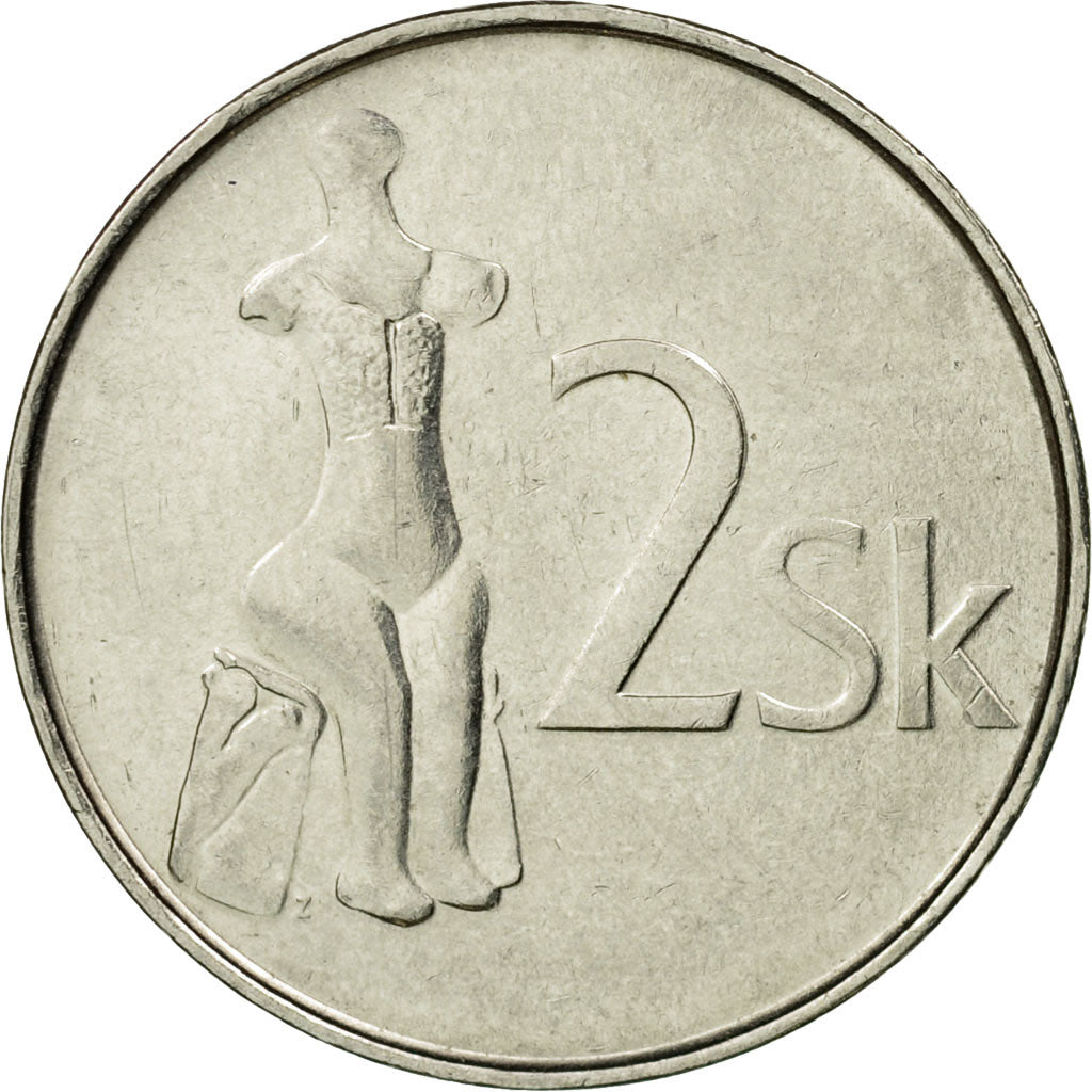 Munten, Slowakije, 2 Koruna, 2001, ZF, Nickel plated steel, KM:13