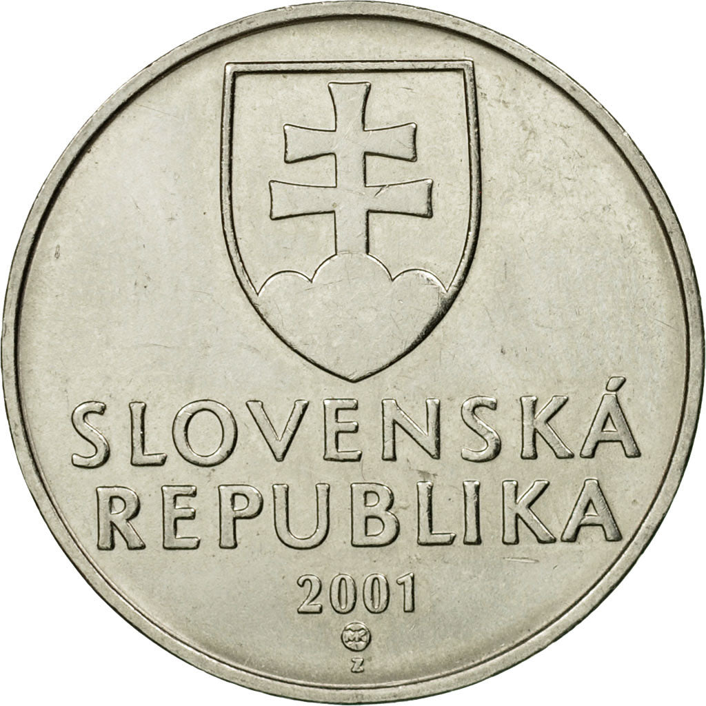 Munten, Slowakije, 2 Koruna, 2001, ZF, Nickel plated steel, KM:13