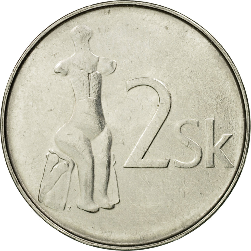 Munten, Slowakije, 2 Koruna, 2001, ZF, Nickel plated steel, KM:13