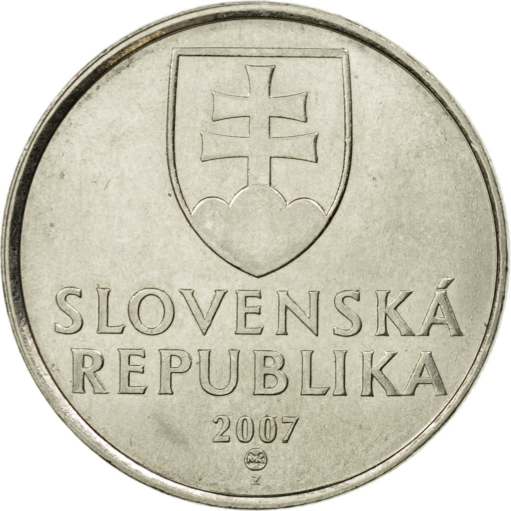Coin, Slovakia, 5 Koruna, 2007, EF(40-45), Nickel plated steel, KM:14