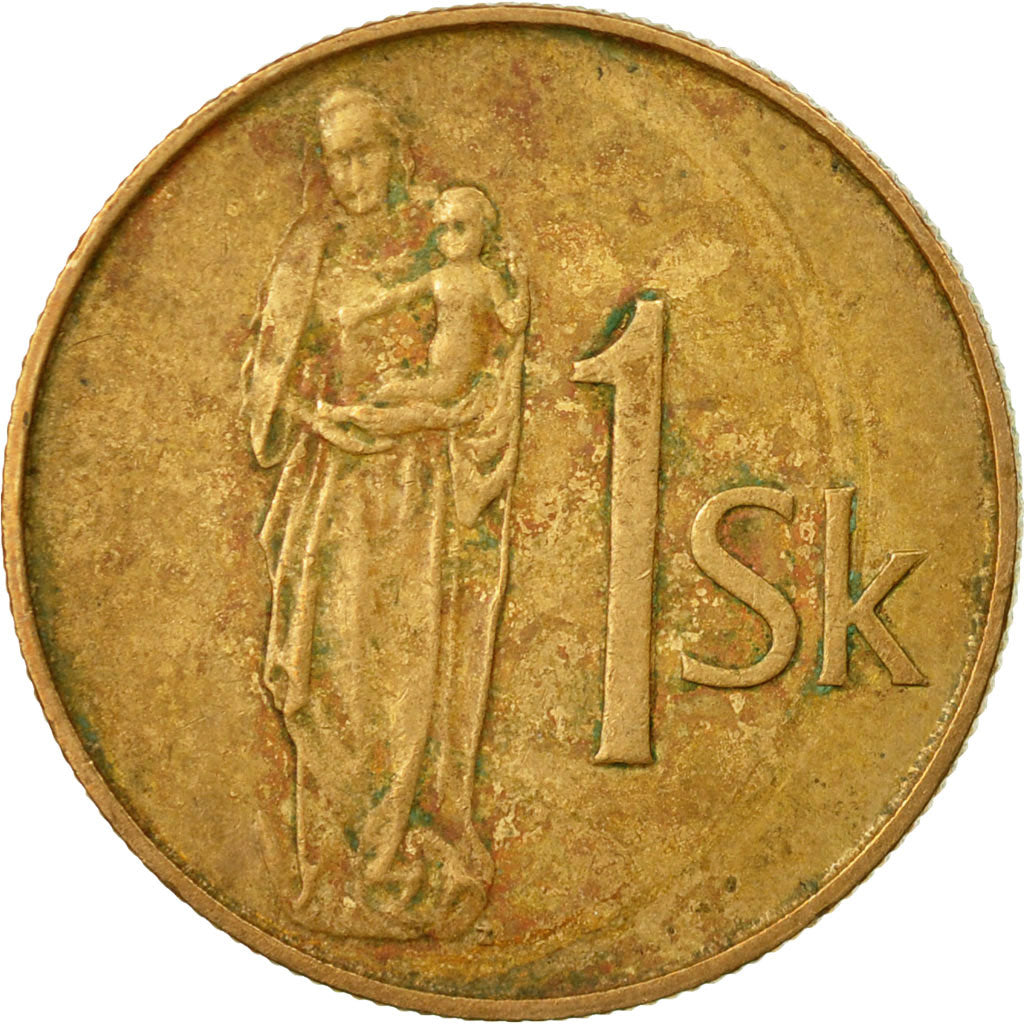 Moneta, Slovacchia, Koruna, 1995, MB+, Acciaio placcato in bronzo, KM:12