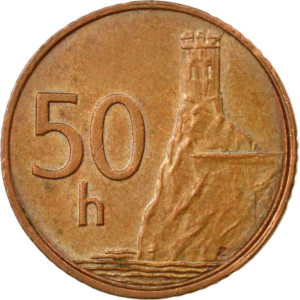 Coin, Slovakia, 50 Halierov, 2000, EF(40-45), Copper Plated Steel, KM:35