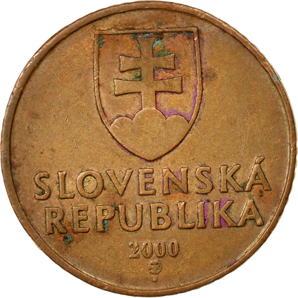 Moneta, Słowacja, 50 Halierov, 2000, VF(30-35), Miedź platerowana stalą