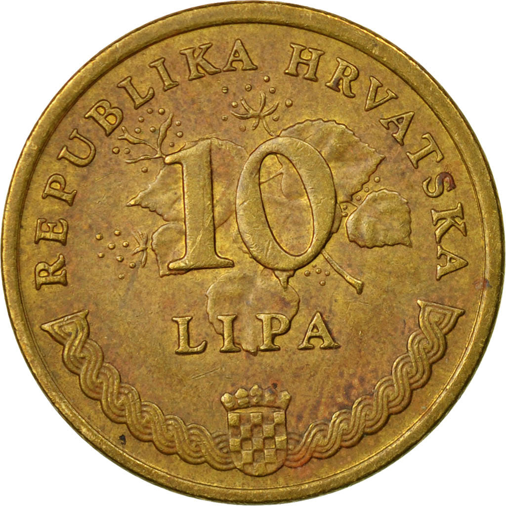 Moneta, Chorwacja, 10 Lipa, 2003, VF(30-35), Mosiądz platerowany stalą, KM:6