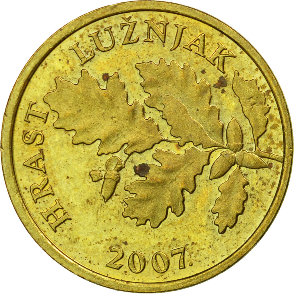 Moneta, Chorwacja, 5 Lipa, 2007, VF(30-35), Mosiądz platerowany stalą, KM:5