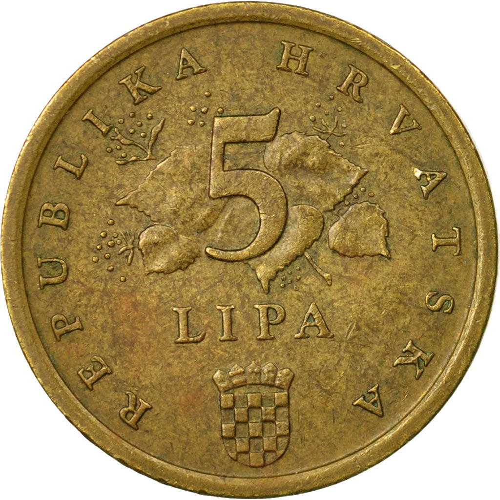 Monnaie, Croatie, 5 Lipa, 1995, TB+, Brass plated steel, KM:5