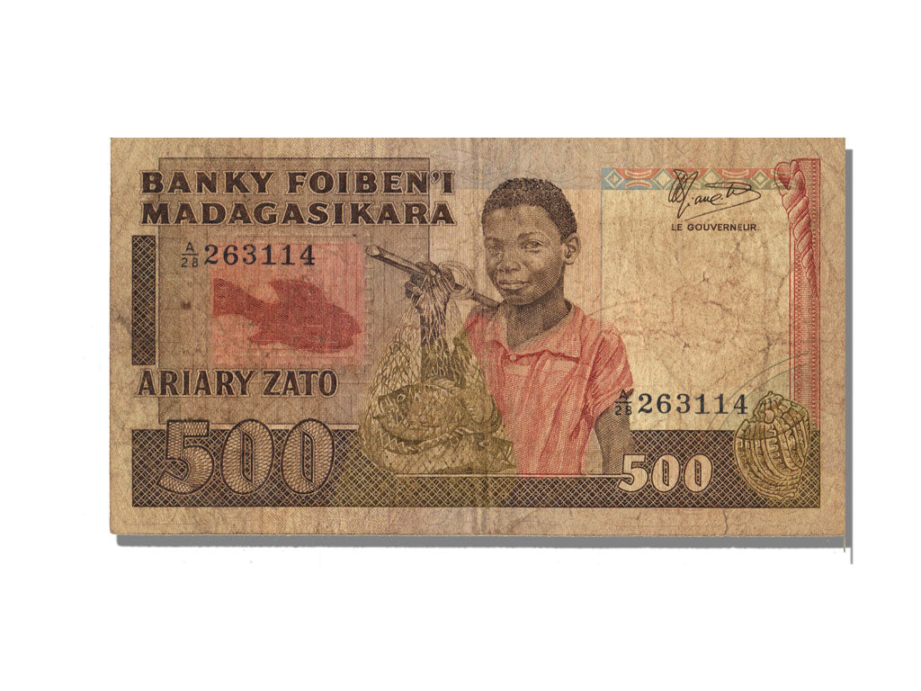 Madagascar, 500 Francs = 100 Ariary, KM #75a, VF(20-25), A.28