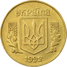 Coin, Ukraine, 25 Kopiyok, 1992, Kyiv, AU(55-58), Aluminum-Bronze, KM:2.2