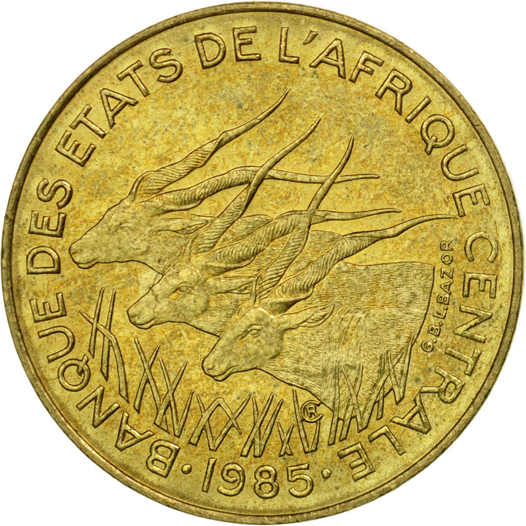 Coin, Central African States, 5 Francs, 1985, Paris, EF(40-45), Aluminum-Bronze