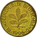 Münze, Bundesrepublik Deutschland, 10 Pfennig, 1996, Stuttgart, S+, Brass Clad
