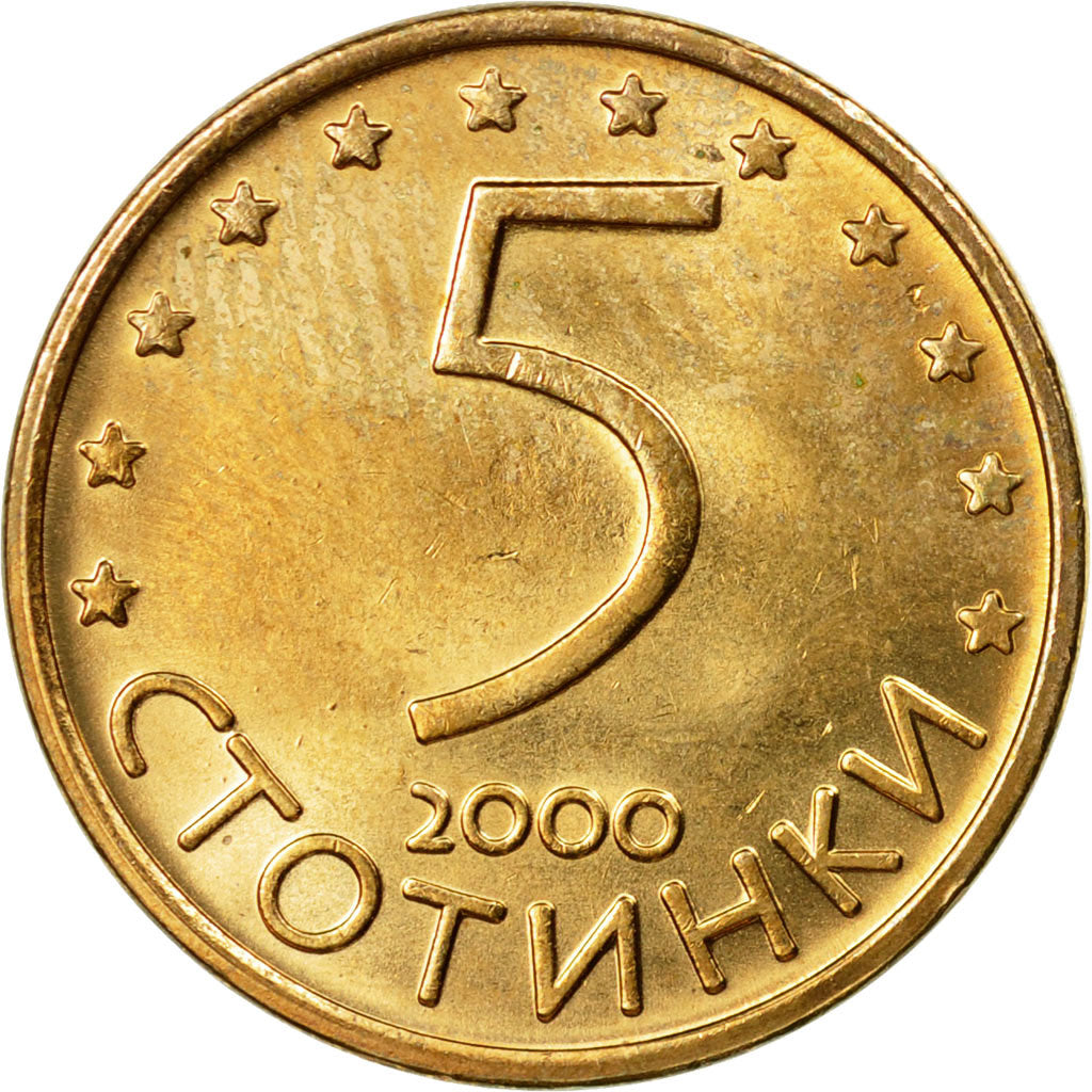 Coin, Bulgaria, 5 Stotinki, 2000, AU(55-58), Aluminum-Bronze, KM:239