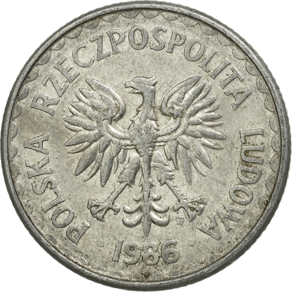 Moneda, Polonia, Zloty, 1986, Warsaw, MBC, Aluminio, KM:49.1