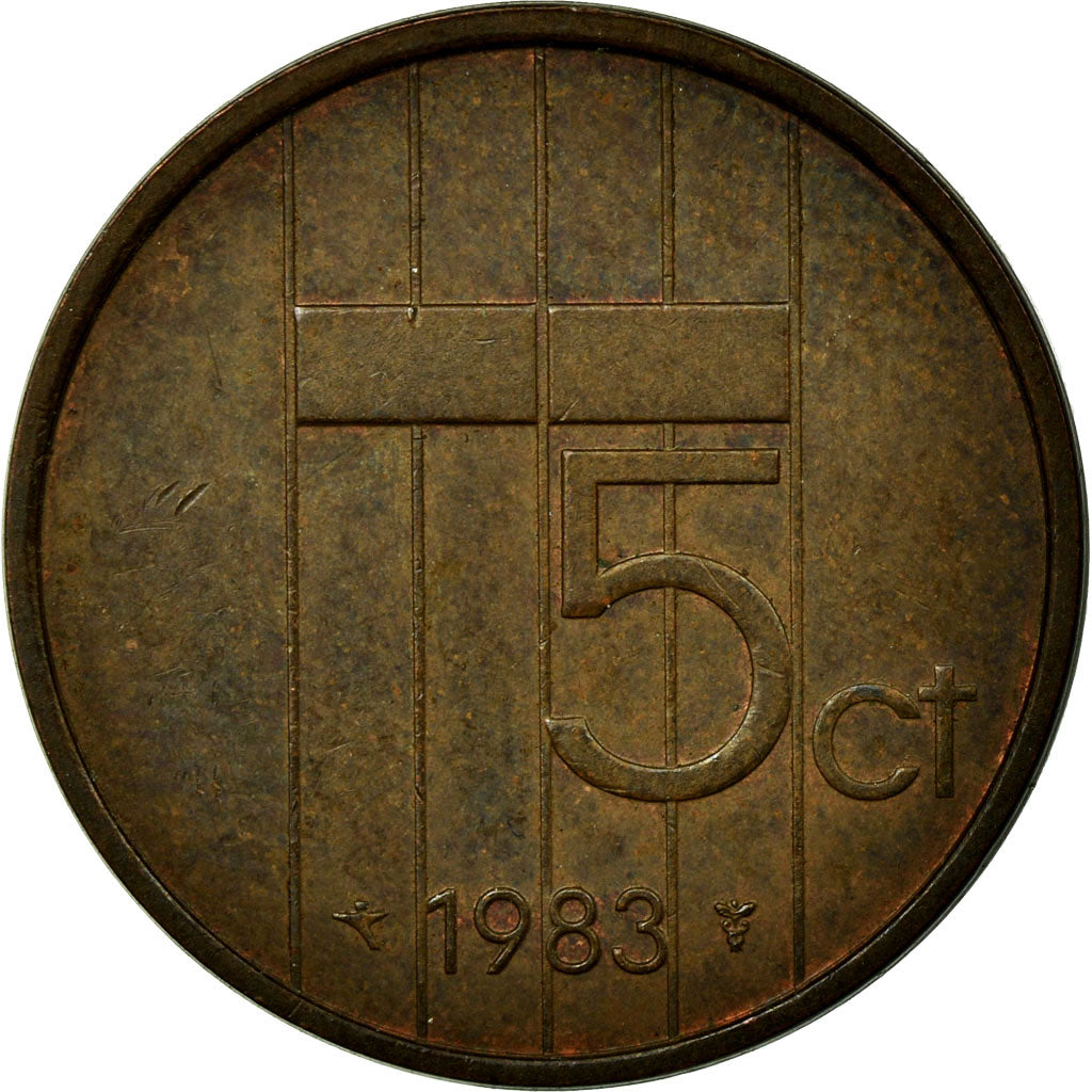 Moneda, Países Bajos, Beatrix, 5 Cents, 1983, BC+, Bronce, KM:202