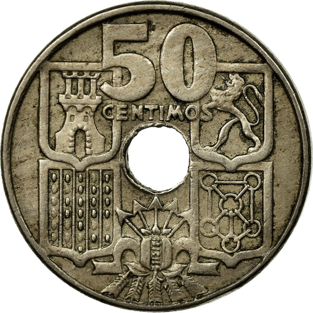 Coin, Spain, Francisco Franco, caudillo, 50 Centimos, 1956, VF(30-35)