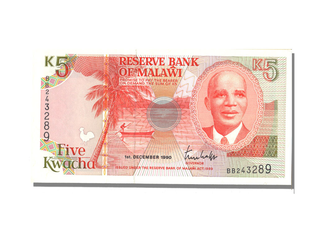 Malawi, 5 Kwacha, 1990, KM #24a, 1990-12-01, UNC(65-70), BB243289