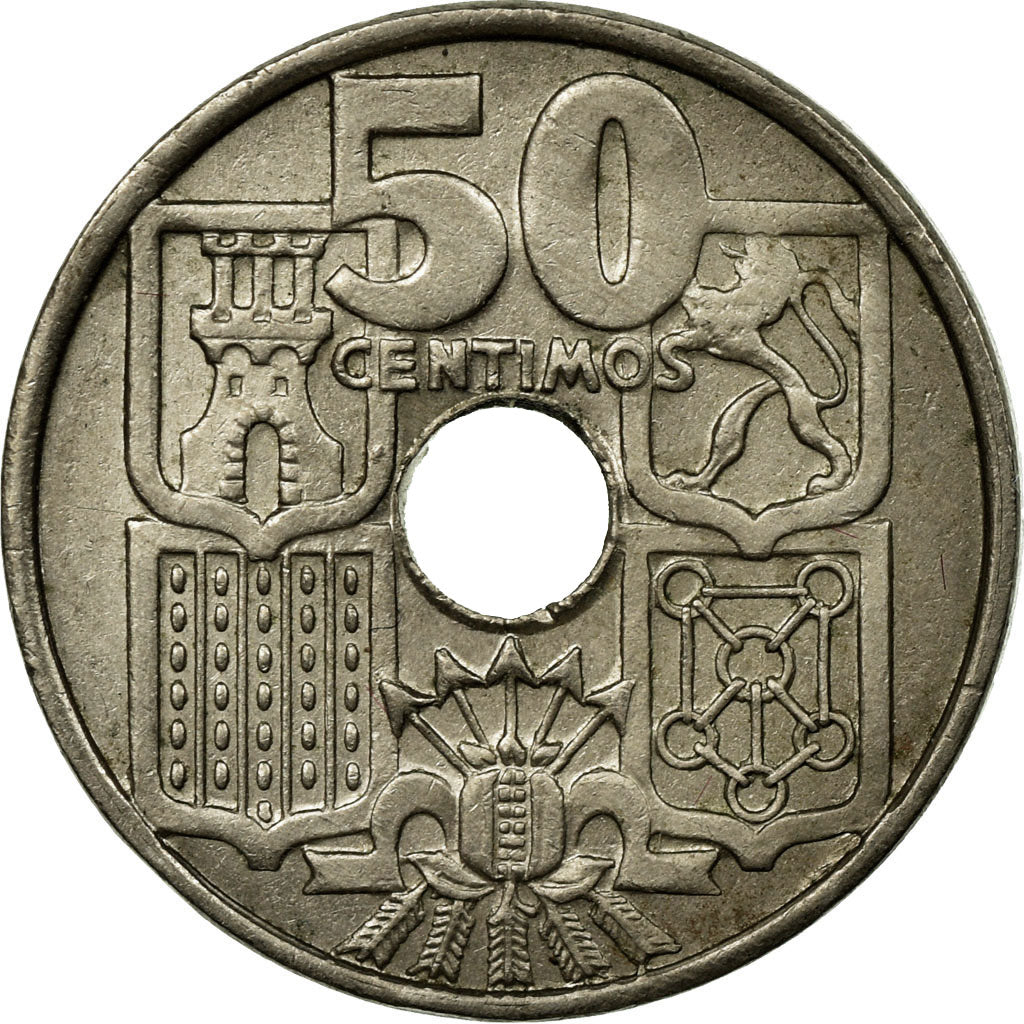 Coin, Spain, Francisco Franco, caudillo, 50 Centimos, 1965, VF(30-35)