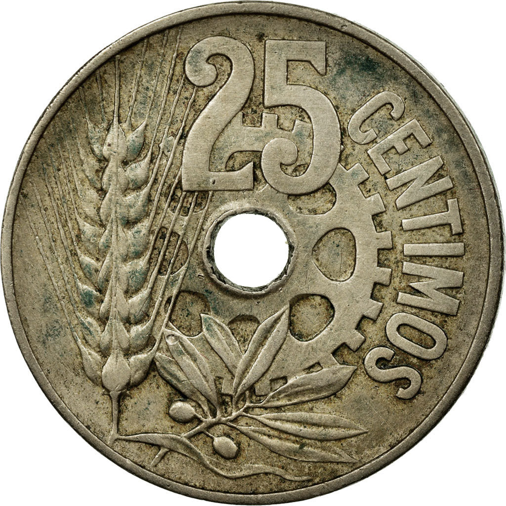 Coin, Spain, 25 Centimos, 1934, Vienna, VF(30-35), Copper-nickel, KM:751