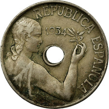 Coin, Spain, 25 Centimos, 1934, Vienna, VF(20-25), Copper-nickel, KM:751