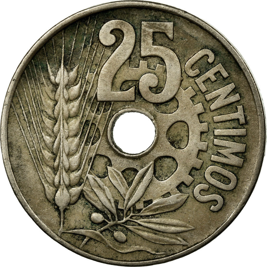 Coin, Spain, 25 Centimos, 1934, Vienna, VF(20-25), Copper-nickel, KM:751