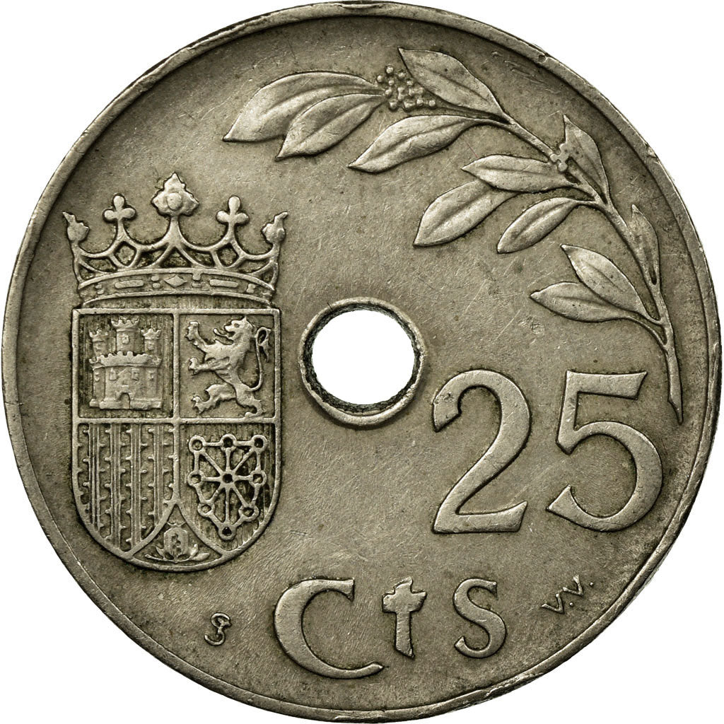 Coin, Spain, 25 Centimos, 1937, Vienna, EF(40-45), Copper-nickel, KM:753