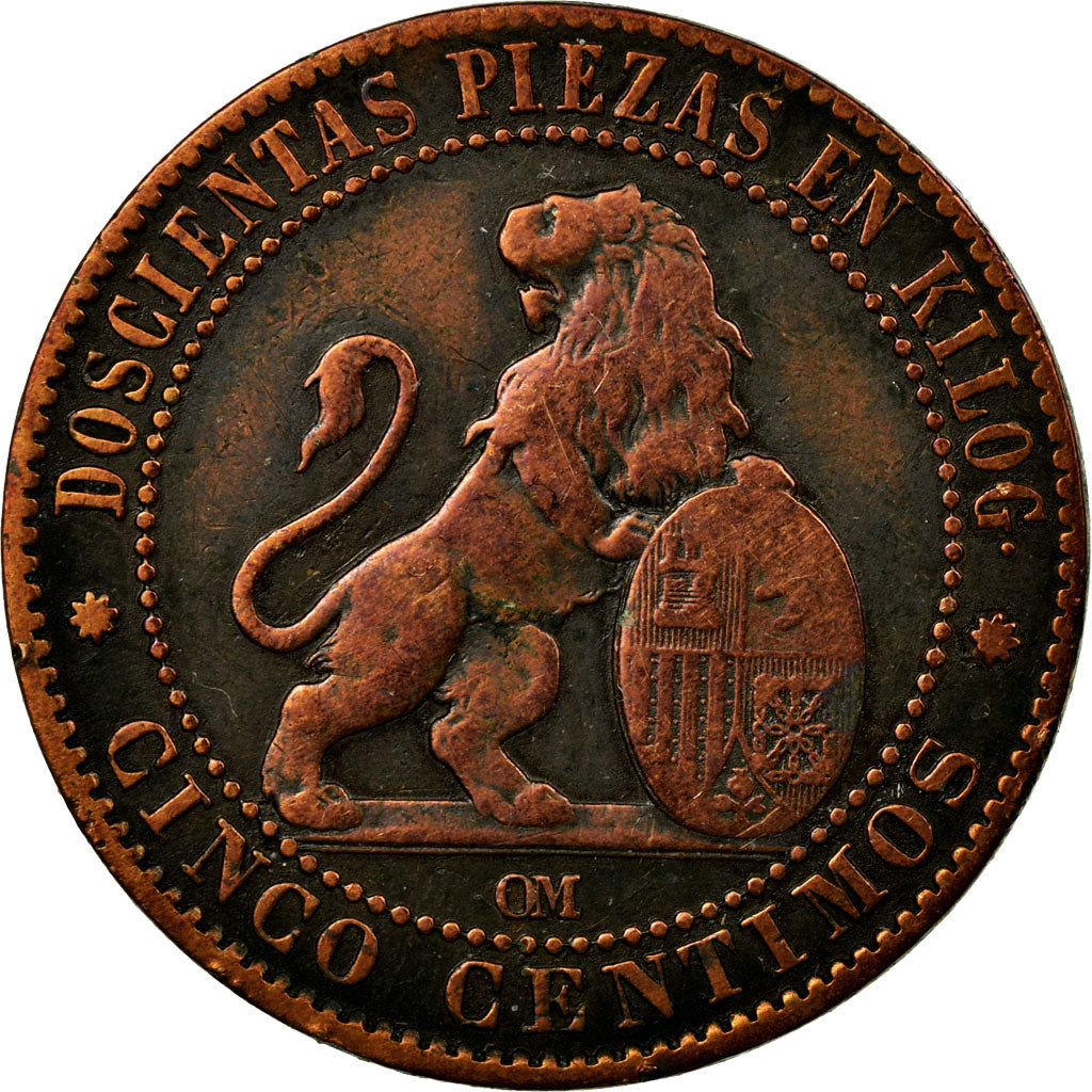 Coin, Spain, Provisional Government, 5 Centimos, 1870, Madrid, EF(40-45)