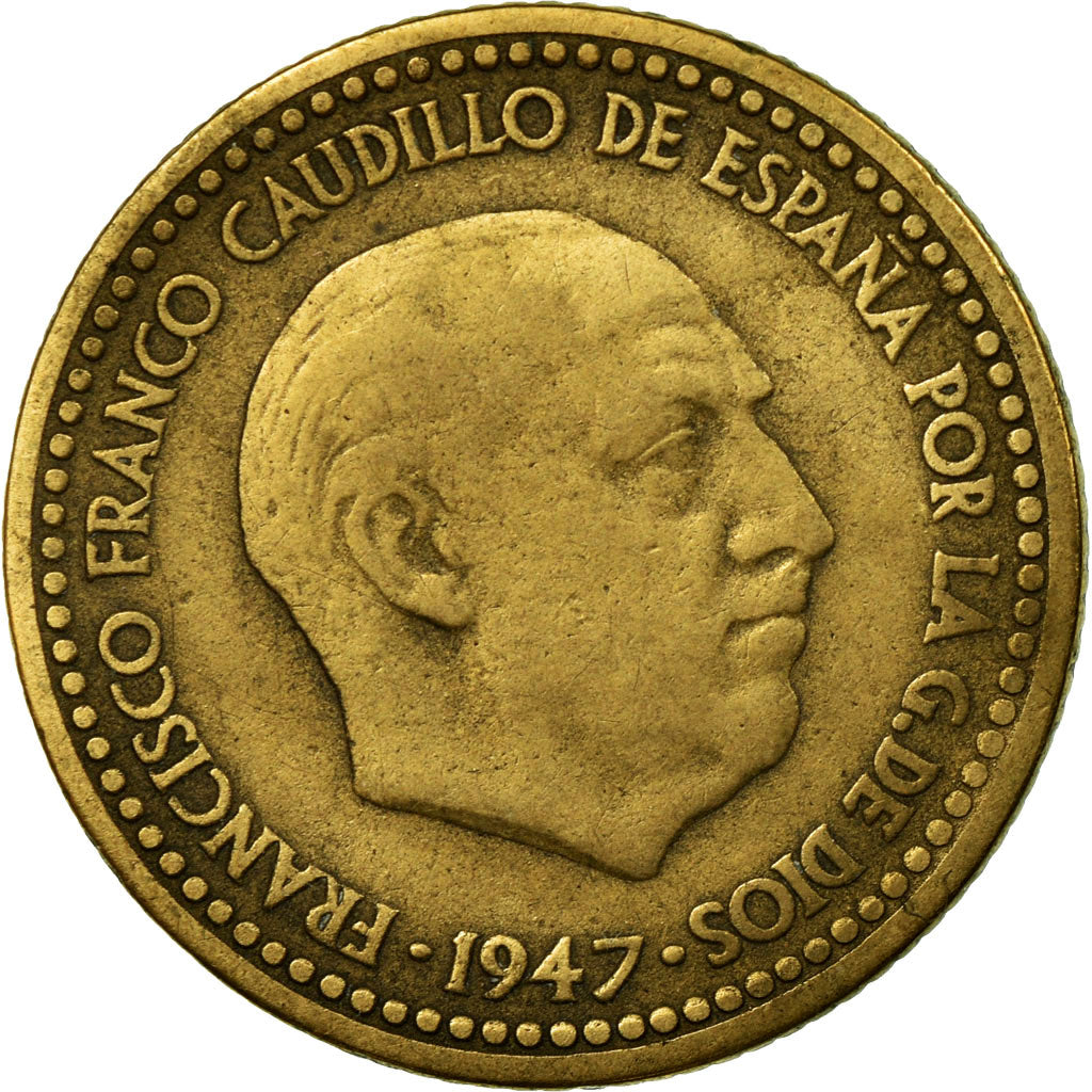Coin, Spain, Francisco Franco, caudillo, Peseta, 1948, EF(40-45)