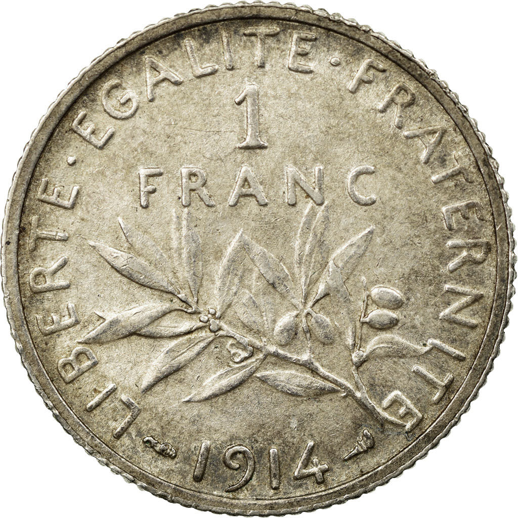 Coin, France, Semeuse, Franc, 1914, Paris, EF(40-45), Silver, KM:844.1