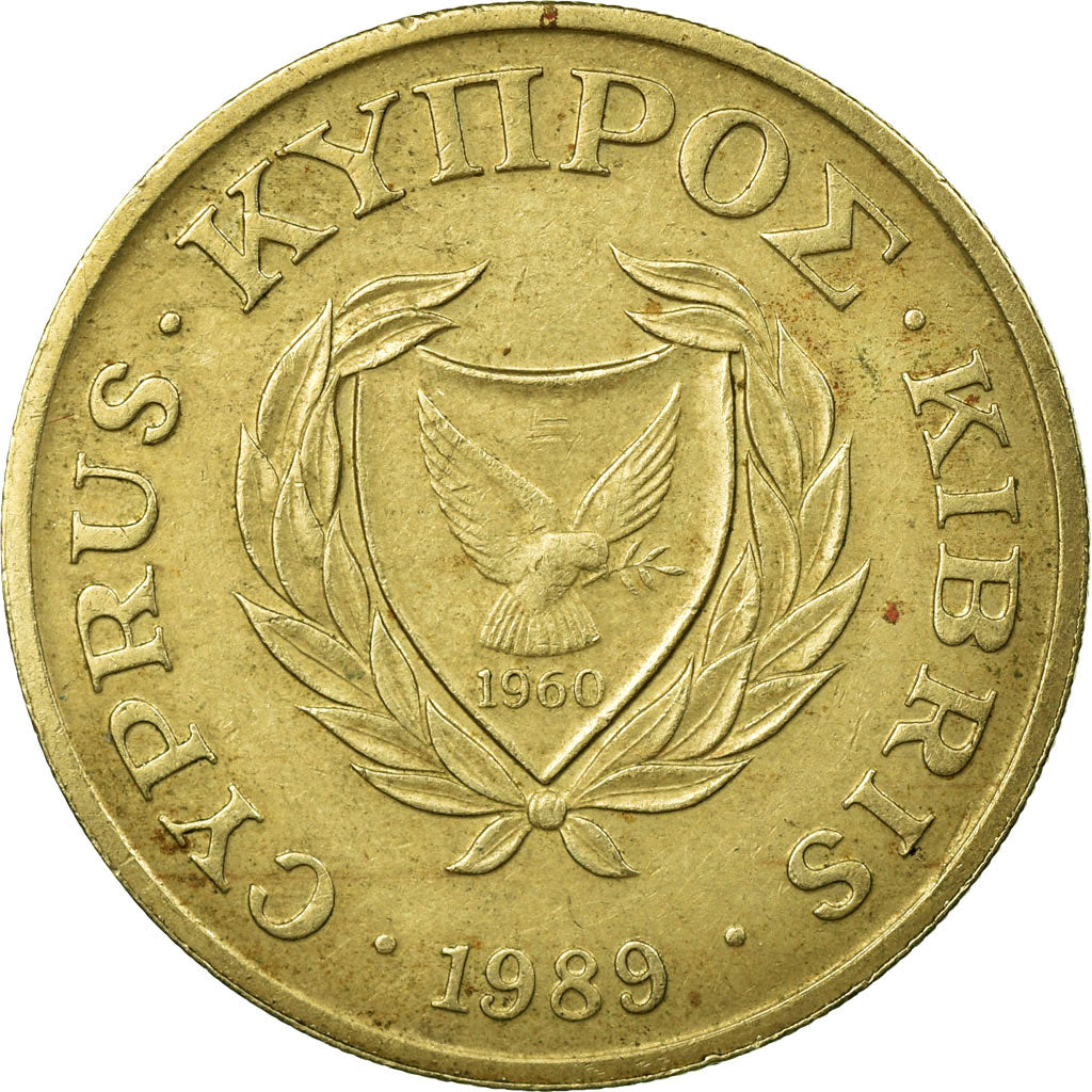 Moneda, Chipre, 20 Cents, 1989, MBC, Níquel - latón, KM:62.1