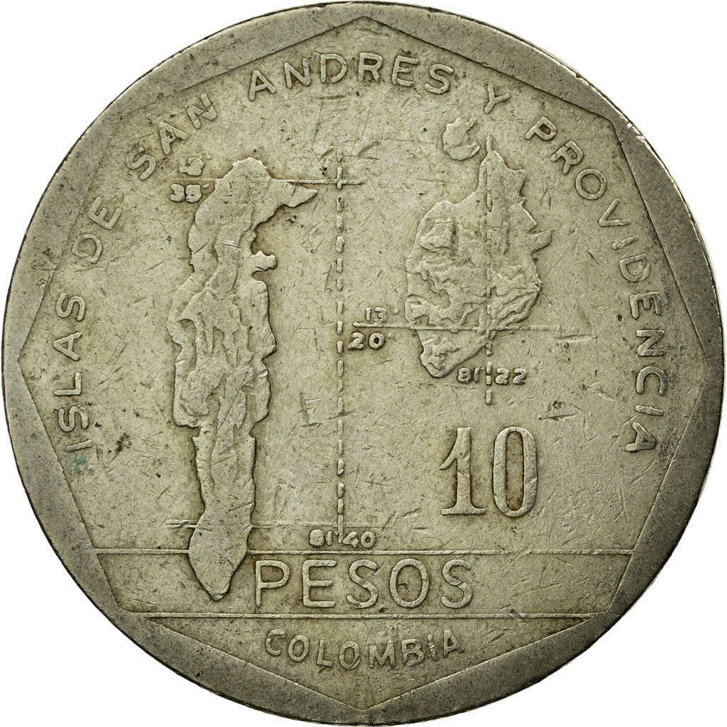 Coin, Colombia, 10 Pesos, 1981, VF(30-35), Copper-Nickel-Zinc, KM:270