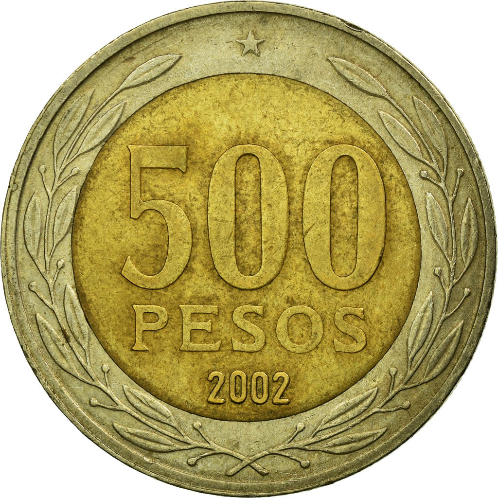Coin, Chile, 500 Pesos, 2002, Santiago, EF(40-45), Bi-Metallic, KM:235