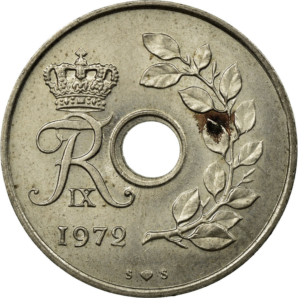 Moneda, Dinamarca, Frederik IX, 25 Öre, 1972, Copenhagen, BC+, Cobre - níquel