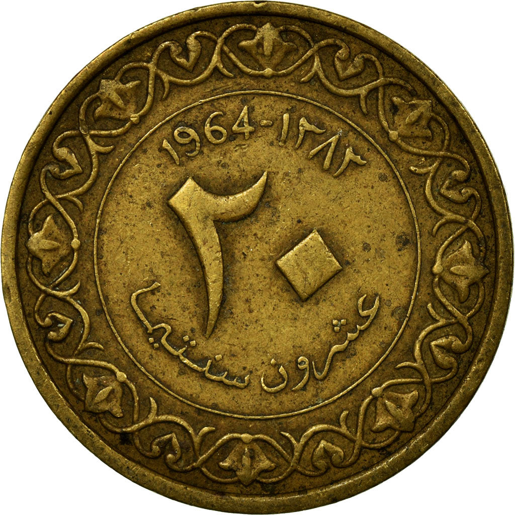Coin, Algeria, 20 Centimes, 1964/AH1383, VF(30-35), Aluminum-Bronze, KM:98